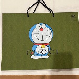 Gucci Green Doraemon shopping bag